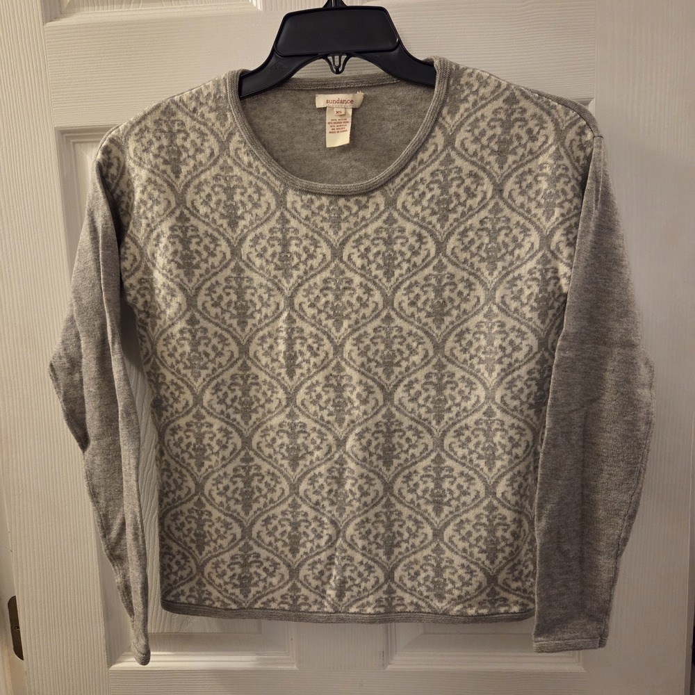 Sundance sz XS merino wool blend pullover sweater geo print casual cozy‎